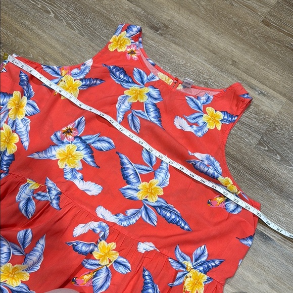 Old Navy Size XXL Sleeveless Tiered Swing Floral Midi Dress - Red and Blue - Picture 6 of 8